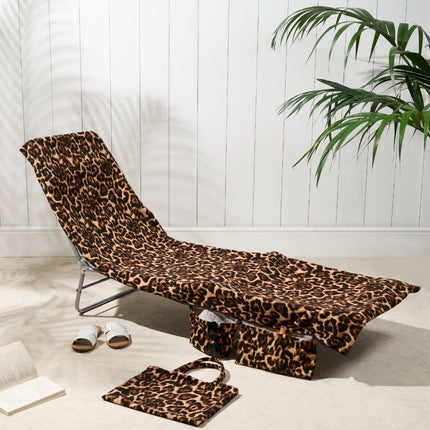 2-in-1 Microfiber Sun Lounger Towel & Portable Tote Bag - Sand-Free & Quick Dry Beach Chair Cover with Side Pockets (ST006 / 75x211cm).