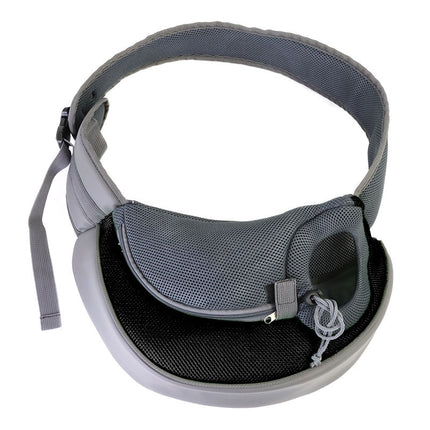 Black Hands-Free Pet Chest Carrier - Breathable Mesh Crossbody Bag for Dogs & Cats within 2.5KG.