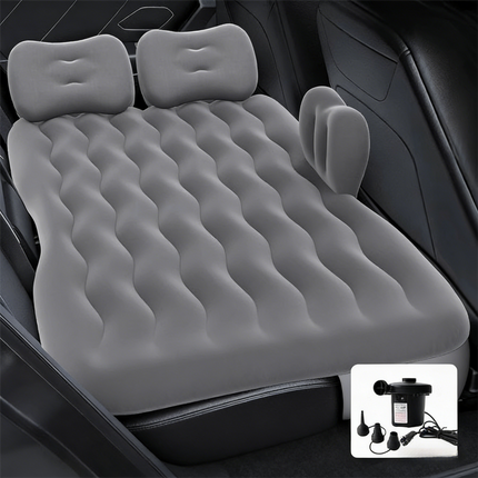 Grey Multi-Chamber Car Inflatable Air Mattress with Electric Pump & Pillows for Universal Backseat Sleeping and Camping(174 x 68 CM).