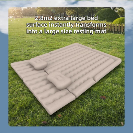 Black Multi-Chamber Car Inflatable Air Mattress with Electric Pump, Storage Bag & Pillows for Universal Trunk Sleeping and Camping (174 x 126 CM).