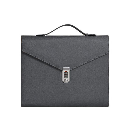Black Anti-Theft Document Organizer with Secure Password Lock - Waterproof PU Leather Confidential File Bag.