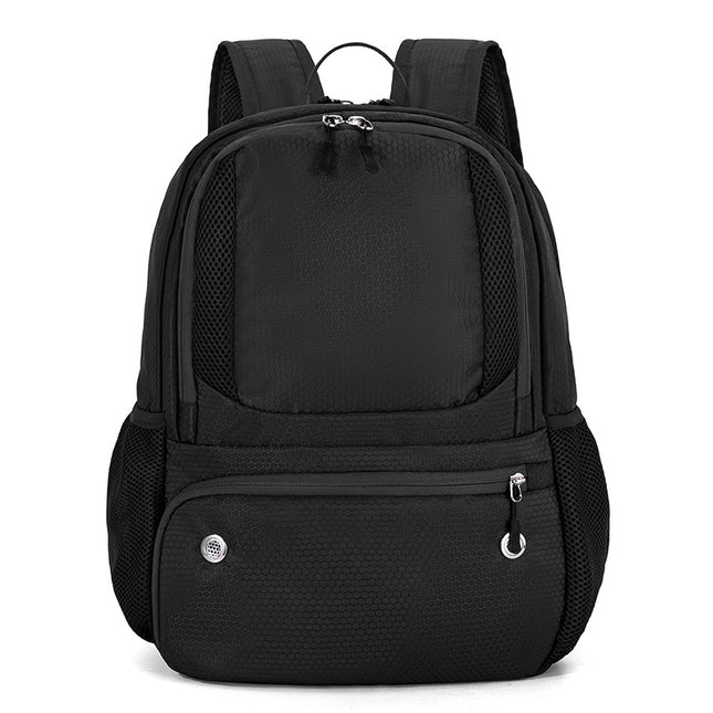 24L High-Capacity Black Basketball Backpack with Shoe Compartment & Dedicated Ball Zone - Waterproof & Durable Oxford Training Bag.