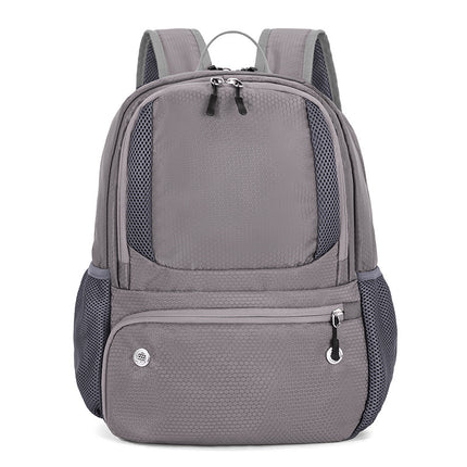 24L High-Capacity Grey Basketball Backpack with Shoe Compartment & Dedicated Ball Zone - Waterproof & Durable Oxford Training Bag.