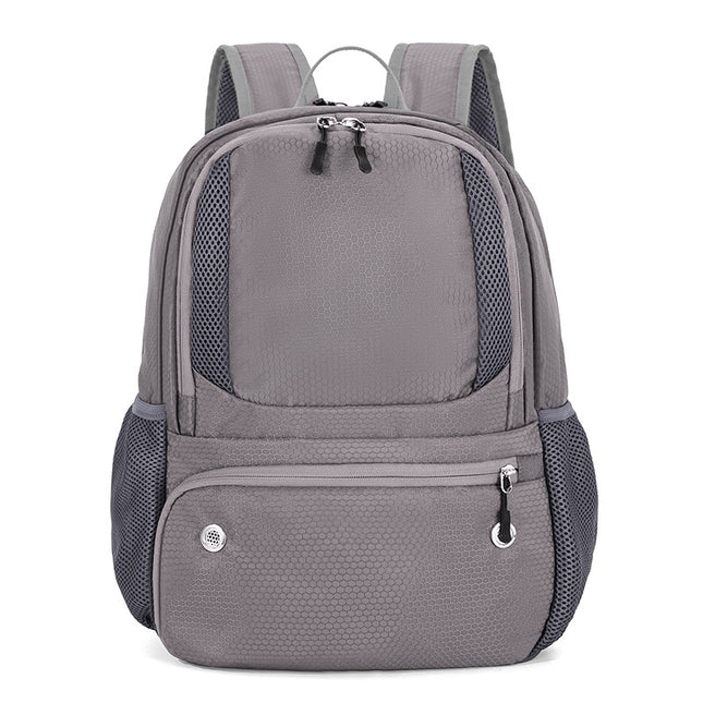 24L High-Capacity Grey Basketball Backpack with Shoe Compartment & Dedicated Ball Zone - Waterproof & Durable Oxford Training Bag.