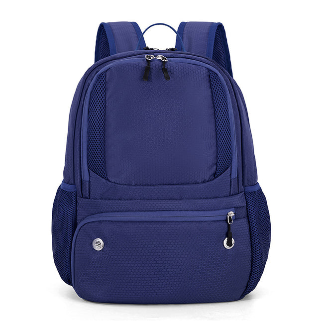 24L High-Capacity Dark Blue Basketball Backpack with Shoe Compartment & Dedicated Ball Zone - Waterproof & Durable Oxford Training Bag.