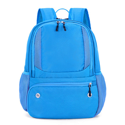 24L High-Capacity Light Blue Basketball Backpack with Shoe Compartment & Dedicated Ball Zone - Waterproof & Durable Oxford Training Bag.