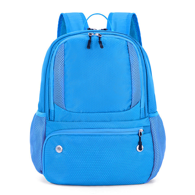 24L High-Capacity Light Blue Basketball Backpack with Shoe Compartment & Dedicated Ball Zone - Waterproof & Durable Oxford Training Bag.