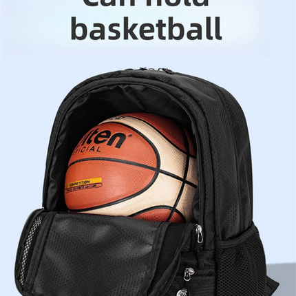 24L High-Capacity Light Blue Basketball Backpack with Shoe Compartment & Dedicated Ball Zone - Waterproof & Durable Oxford Training Bag.