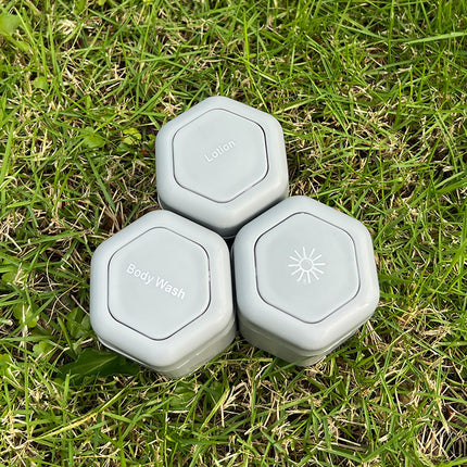 3-Piece Grey Magnetic Travel Capsules - Leak-Proof & TSA-Friendly Cosmetic and Skin Care Containers.