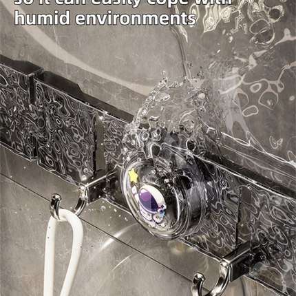 2-Pack 180°Foldable Hidden Hook Rail with Reusable Suction Cup - Waterproof Water Ripple Rack for Bathroom & Kitchen (White-Transparency).