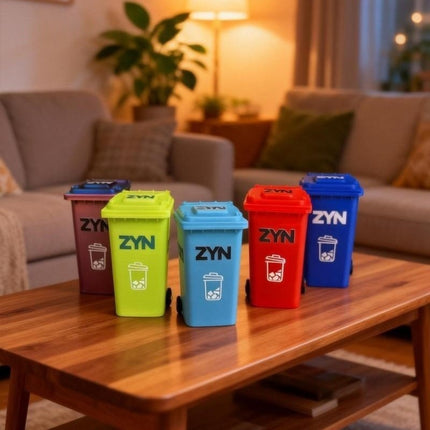 Blue Mini Zyn Bin Desk Simulation Trash Can - Novelty Desktop Decor & Storage Box.