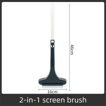 2-Pack 2-in-1 Professional Window Screen Brush & Glass Cleaner - Detachable Long-Handle Squeegee & Scrubber (Yellow Green).