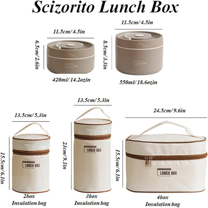2-Pack Beige 304 Stainless Steel Microwave-Safe Lunch Box Set - Stackable Insulated Bento Containers for Office & School.