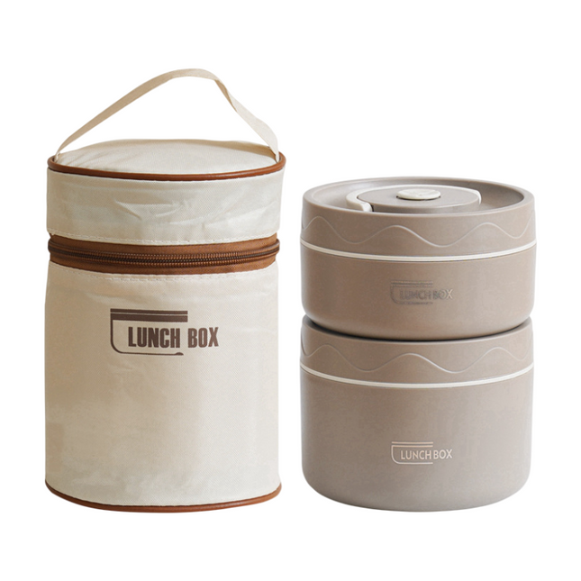 2-Pack Brown 304 Stainless Steel Microwave-Safe Lunch Box Set - Stackable Insulated Bento Containers for Office & School.