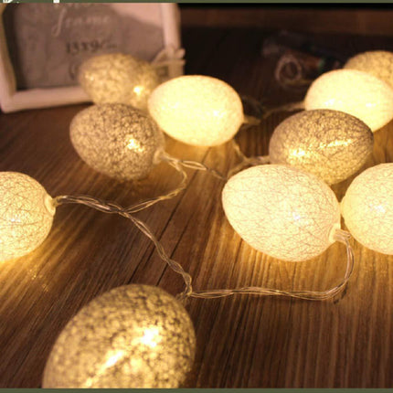 3M Easter Cotton Ball Egg String Lights (20 LED)  - Colorful Egg-Shaped Fairy Light Holiday Decor.