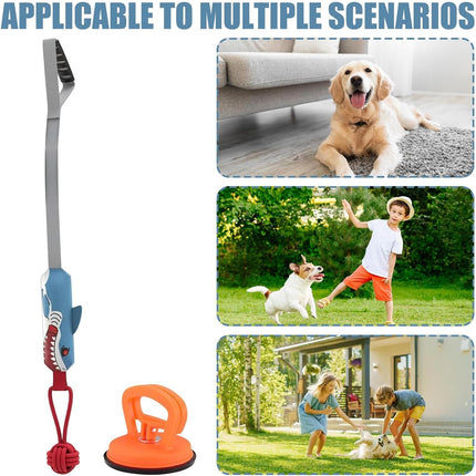 Shark-shaped Tug-of-War Dog Toy with Suction Cup & Chew Rope Knot - Interactive Squeaky Molar Toy for Puppies & Small Dogs.