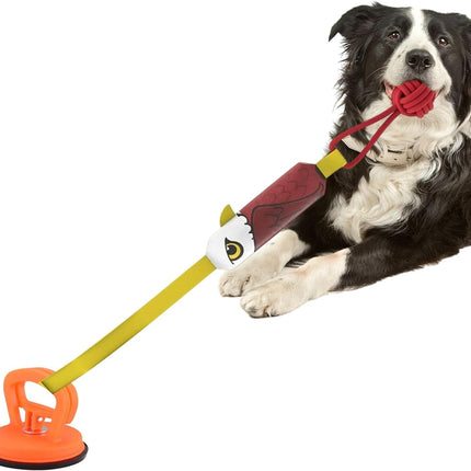 Eagle-shaped Tug-of-War Dog Toy with Suction Cup & Chew Rope Knot - Interactive Squeaky Molar Toy for Puppies & Small Dogs.