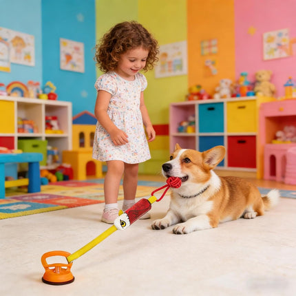 Eagle-shaped Tug-of-War Dog Toy with Suction Cup & Chew Rope Knot - Interactive Squeaky Molar Toy for Puppies & Small Dogs.