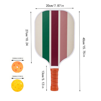 Colorful Stripes Professional Fiberglass Pickleball Paddle Set - Lightweight Sports Equipment with Carry Bag & 2 Balls & Paddle.