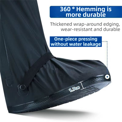 A Pair 40CM High-Tube Double-Layer Waterproof Rain Boot Covers - Durable Anti-Slip Reflective Motorcycle Over-Shoes (S Size).