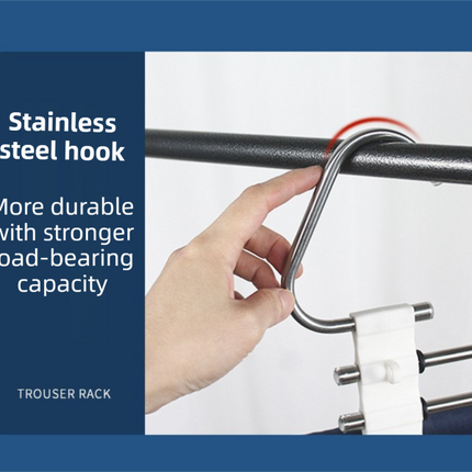 Ultimate Closet Space-Saver Set: 9-Tier Sliver Stainless Steel Retractable Pants Rack & 10-Pack Multi-Port Magic Hangers.