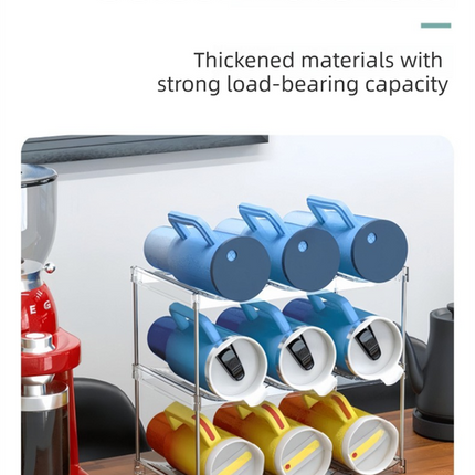 2-Tier Stackable Transparent Cup & Wine Organizer - Detachable Tumbler & Bottle Desktop Rack.