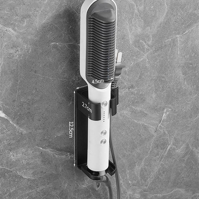 Black Wall-Mounted Aluminum Curling Iron Holder with Tidy Cord - Heat-Resistant Hair Straightener Storage Rack for Diameter ≤ 36mm.