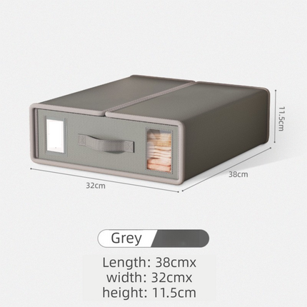2-Pack Grey Foldable Bedding Storage Box with Zipper & Handle - Wardrobe Drawer Closet Organizer for Duvet Covers & Clothing (38x32x12CM).