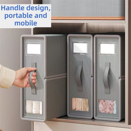 2-Pack Grey Foldable Bedding Storage Box with Zipper & Handle - Wardrobe Drawer Closet Organizer for Duvet Covers & Clothing (38x32x12CM).