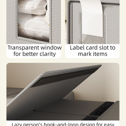 2-Pack Grey Foldable Bedding Storage Box with Zipper & Handle - Wardrobe Drawer Closet Organizer for Duvet Covers & Clothing (38x32x12CM).