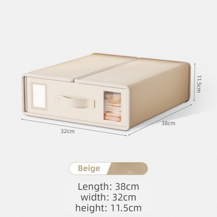 2-Pack Beige Foldable Bedding Storage Box with Zipper & Handle - Wardrobe Drawer Closet Organizer for Duvet Covers & Clothing (38x32x12CM).