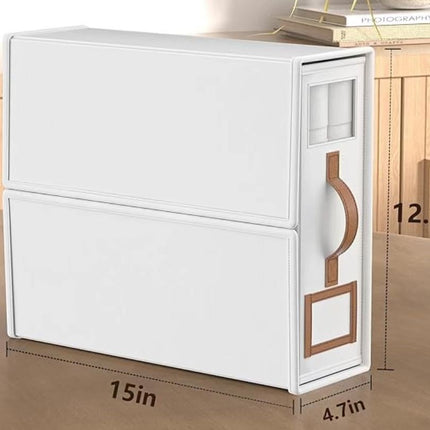 2-Pack White Foldable Bedding Storage Box with Zipper & PU Leather Handle - Wardrobe Drawer Closet Organizer for Duvet Covers & Clothing (38x32x12CM).