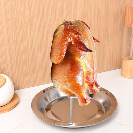 2-Pack Portable Vertical Chicken Roaster with Oil-Filtering Pan - 430 Stainless Steel Detachable Beer Can Chicken Rack.
