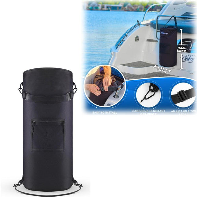 10-Gallon Black Foldable Boat Waste Organizer with 1 Roll of Trash Bag - Anti-Ant & Odor-Control, Secure Hold at High Speed.