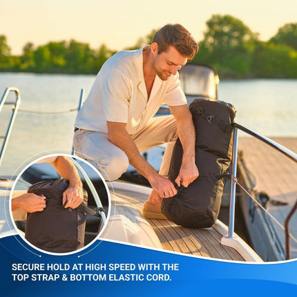 10-Gallon Black Foldable Boat Waste Organizer with 1 Roll of Trash Bag - Anti-Ant & Odor-Control, Secure Hold at High Speed.