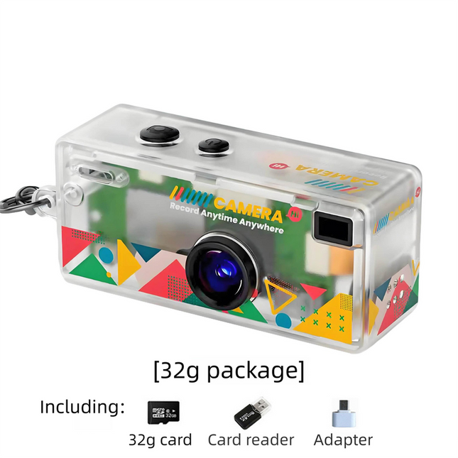 G6 Transparent Ultra-Mini Thumb Camera with 32GB Card, Card Reader & Adapter - HD Instant Pocket-Sized Action Cam for Students & Kids.