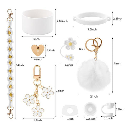 10-Piece Green Accessory Bundle for Stanley Quencher 30/40oz - Includs Premium Silicone Straw Covers, Protective Boot & Charms Set.