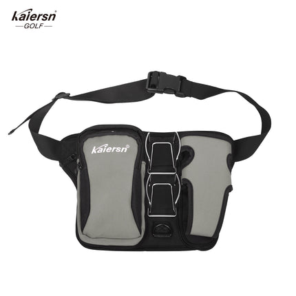 Grey Professional Park Golf Waist Bag - Multi-Functional Accessory Organizer for Dual Ball Storage & Water Bottle Holder.