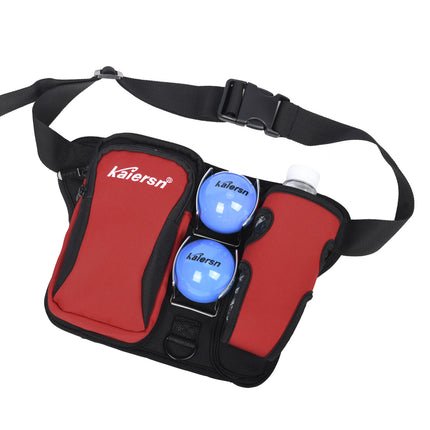 Red Professional Park Golf Waist Bag - Multi-Functional Accessory Organizer for Dual Ball Storage & Water Bottle Holder.