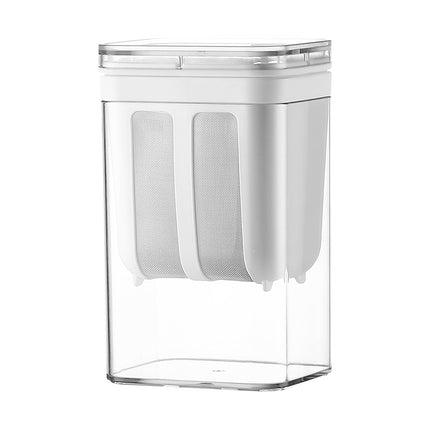 White Premium Greek Yogurt Strainer with Removable 304 Stainless Steel Fine Mesh & Transparent Airtight Storage Container.