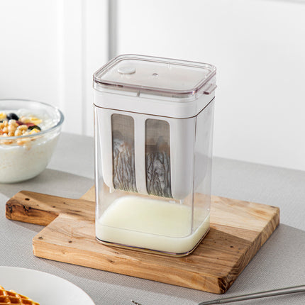 White Premium Greek Yogurt Strainer with Removable 304 Stainless Steel Fine Mesh & Transparent Airtight Storage Container.