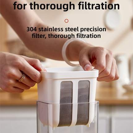 White Premium Greek Yogurt Strainer with Removable 304 Stainless Steel Fine Mesh & Transparent Airtight Storage Container.