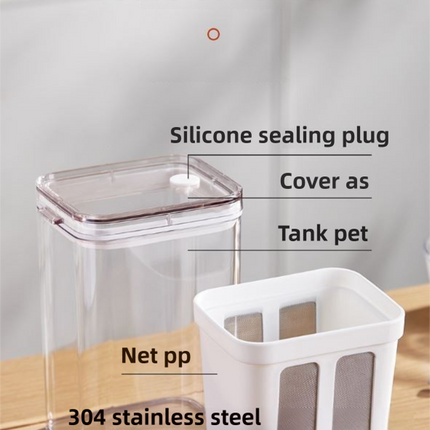 White Premium Greek Yogurt Strainer with Removable 304 Stainless Steel Fine Mesh & Transparent Airtight Storage Container.