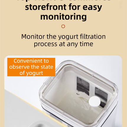 White Premium Greek Yogurt Strainer with Removable 304 Stainless Steel Fine Mesh & Transparent Airtight Storage Container.
