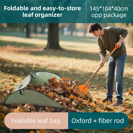 Dark Green 380L Ultra-Large Collapsible Leaf Collection Bag - Lightweight & Durable Oxford Cloth Instant Pop-Up Garden Waste Bin.