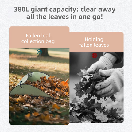 Dark Green 380L Ultra-Large Collapsible Leaf Collection Bag - Lightweight & Durable Oxford Cloth Instant Pop-Up Garden Waste Bin.