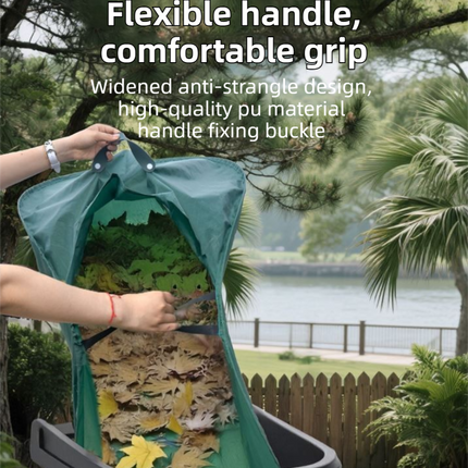 53 Gallon Self-StandingGarden Dustpan Bag with Dual Handles - Heavy-Duty Semi-Circular Leaf & Waste Collector.