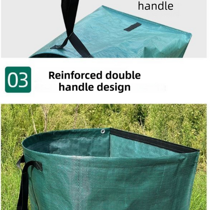53 Gallon Self-StandingGarden Dustpan Bag with Dual Handles - Heavy-Duty Semi-Circular Leaf & Waste Collector.