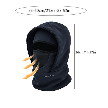 Dark Blue Windproof Thermal Balaclava Hood - Full Face Mask & Polar Fleece Neck Warmer for Skiing, Cycling & Outdoor Sports.