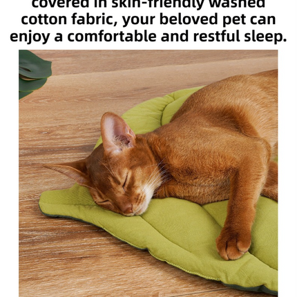 Green Heart-Leaf Decorative Pet Mat (66 x 63 CM) - Reversible Thickened All-Season Botanical Floor Pad for Pets & Humans.
